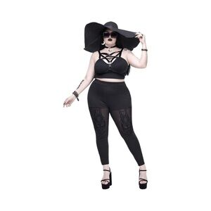 Gothic 14/1XL Plus Curve Black Lace Detail Women's Pants